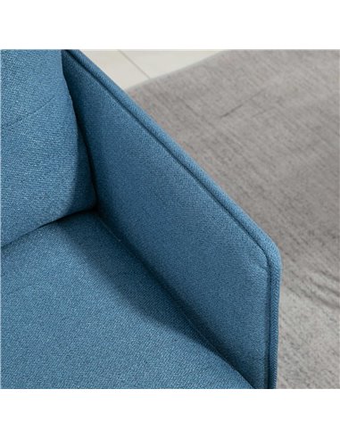 HOMCOM Modern Armchairs with Steel Legs, Upholstered Button Tufted Accent Chairs for Living Room and Bedroom, Dark Blue 839-619V