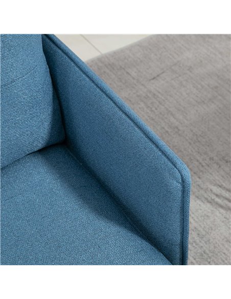 HOMCOM Modern Armchairs with Steel Legs, Upholstered Button Tufted Accent Chairs for Living Room and Bedroom, Dark Blue 839-619V - pic 40429 | FastDaddyshop