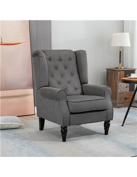 HOMCOM Retro Accent Chair, Wingback Armchair, 833-695V71CG - pic 40432 | FastDaddyshop