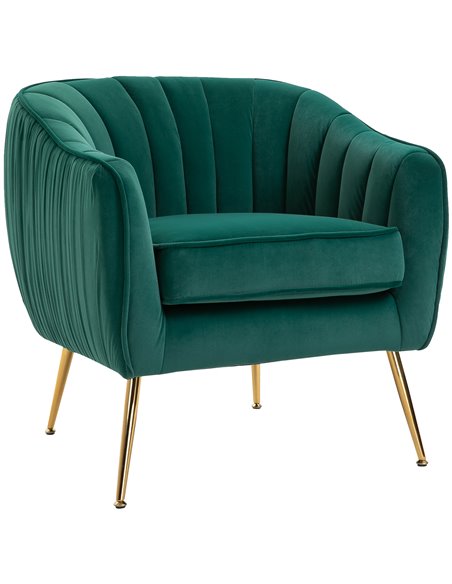 HOMCOM Velvet-Feel Tub Armchair, with Gold Tone Legs, Green 833-725V71DG - pic 40440 | FastDaddyshop