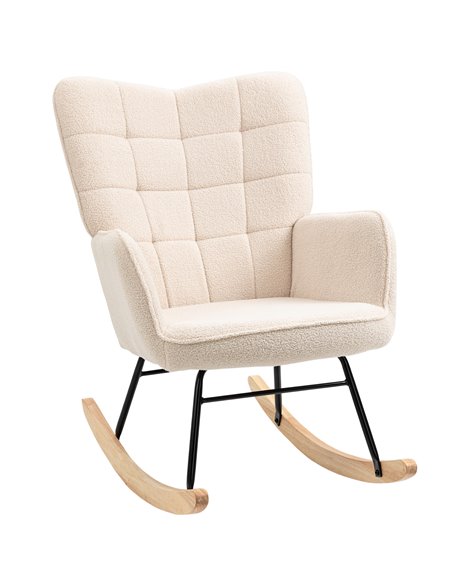 HOMCOM Wingback Rocking Chair for Nursing, Beige 839-613V70BG - pic 40449 | FastDaddyshop