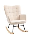 HOMCOM Wingback Rocking Chair for Nursing, Beige 839-613V70BG