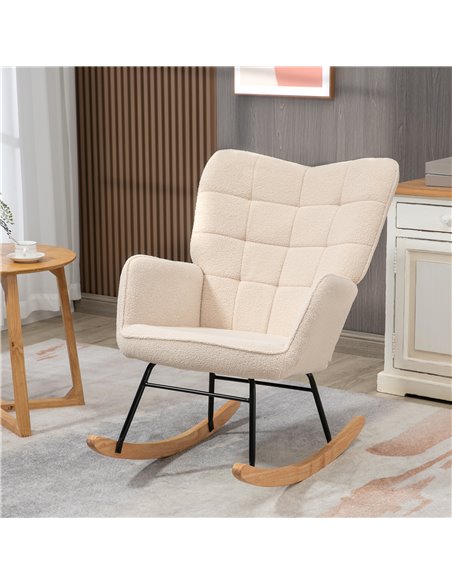 HOMCOM Wingback Rocking Chair for Nursing, Beige 839-613V70BG - pic 40450 | FastDaddyshop