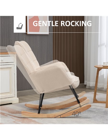 HOMCOM Wingback Rocking Chair for Nursing, Beige 839-613V70BG - pic 40451 | FastDaddyshop