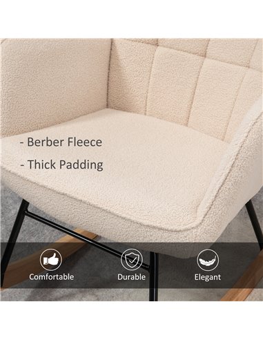 HOMCOM Wingback Rocking Chair for Nursing, Beige 839-613V70BG