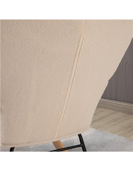 HOMCOM Wingback Rocking Chair for Nursing, Berber Fleece Nursery Glider Rocker, Modern Armchair for Living Room, Beige 839-613V7 - pic 40454 | FastDaddyshop