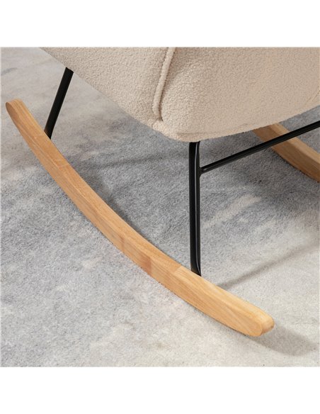 HOMCOM Wingback Rocking Chair for Nursing, Berber Fleece Nursery Glider Rocker, Modern Armchair for Living Room, Beige 839-613V7 - pic 40455 | FastDaddyshop