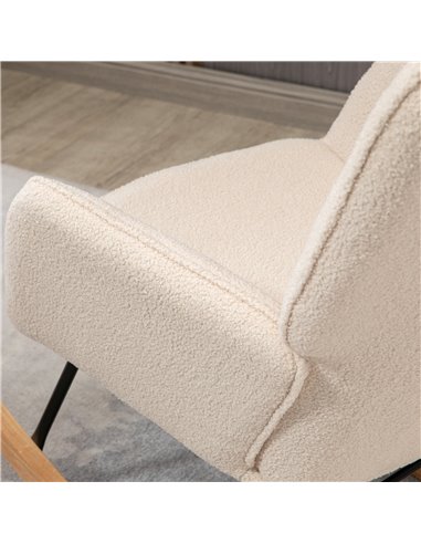 HOMCOM Wingback Rocking Chair for Nursing, Berber Fleece Nursery Glider Rocker, Modern Armchair for Living Room, Beige 839-613V7