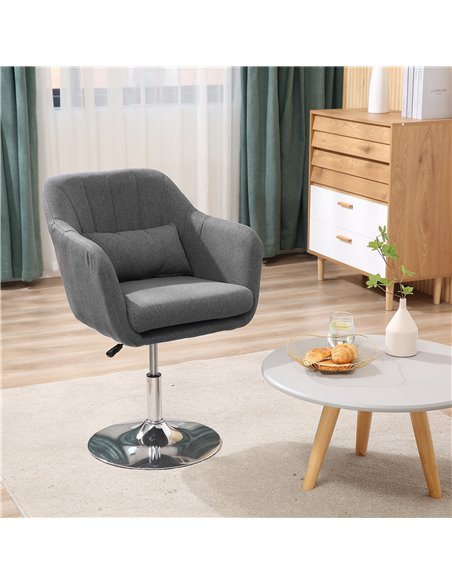 HOMCOM Swivel Accent Chair Contemporary Vanity Armchair, Dark Grey 833-757V72CG - pic 40459 | FastDaddyshop