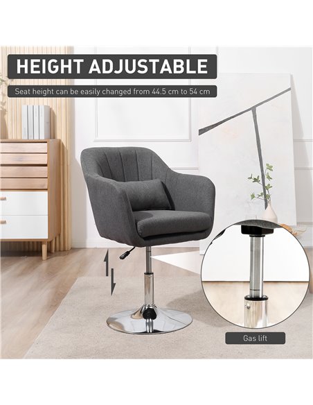 HOMCOM Swivel Accent Chair Contemporary Vanity Armchair, Dark Grey 833-757V72CG - pic 40460 | FastDaddyshop