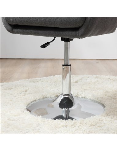 HOMCOM Swivel Accent Chair Contemporary Vanity Armchair with Adjustable Height Thick Cushion Lumbar Support Armrest for Bedroom 