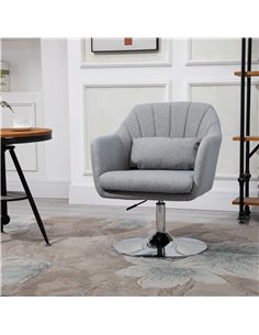 HOMCOM Swivel Accent Chair Contemporary Vanity Armchair, Light Grey 833-757V72LG 2