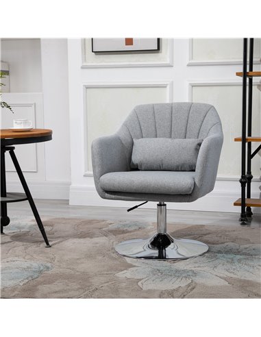 HOMCOM Swivel Accent Chair Contemporary Vanity Armchair, Light Grey 833-757V72LG