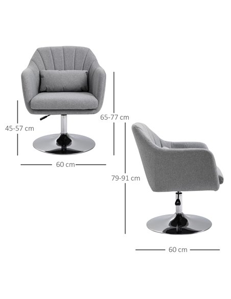 HOMCOM Swivel Accent Chair Contemporary Vanity Armchair, Light Grey 833-757V72LG - pic 40469 | FastDaddyshop