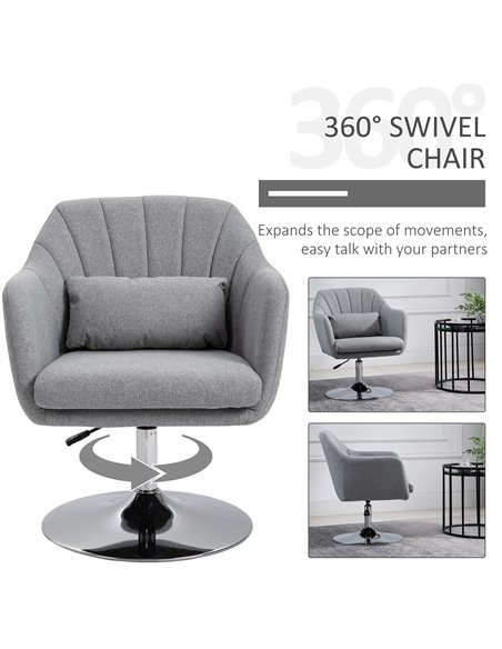 HOMCOM Swivel Accent Chair Contemporary Vanity Armchair with Adjustable Height Thick Cushion Lumbar Support Armrest for Bedroom  - pic 40473 | FastDaddyshop