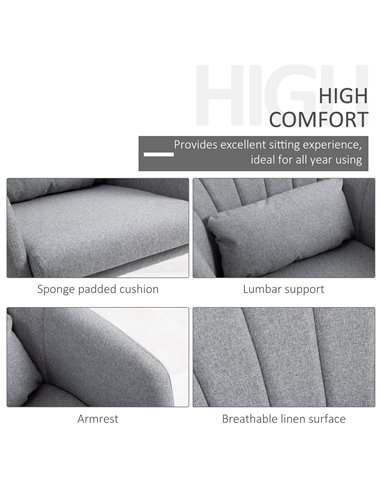 HOMCOM Swivel Accent Chair Contemporary Vanity Armchair with Adjustable Height Thick Cushion Lumbar Support Armrest for Bedroom 
