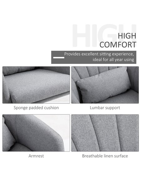 HOMCOM Swivel Accent Chair Contemporary Vanity Armchair with Adjustable Height Thick Cushion Lumbar Support Armrest for Bedroom  - pic 40474 | FastDaddyshop
