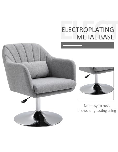 HOMCOM Swivel Accent Chair Contemporary Vanity Armchair with Adjustable Height Thick Cushion Lumbar Support Armrest for Bedroom  - pic 40475 | FastDaddyshop