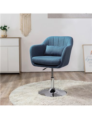 HOMCOM Swivel Accent Chair Contemporary Vanity Armchair, Blue 833-757V72BU