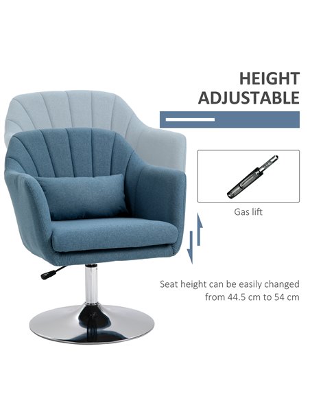 HOMCOM Swivel Accent Chair Contemporary Vanity Armchair, Blue 833-757V72BU - pic 40479 | FastDaddyshop