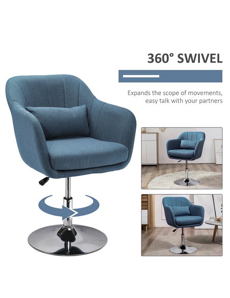 HOMCOM Swivel Accent Chair Contemporary Vanity Armchair, Blue 833-757V72BU - pic 40480 | FastDaddyshop