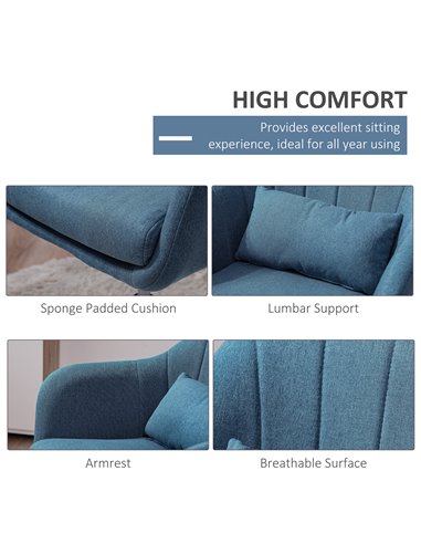 HOMCOM Swivel Accent Chair Contemporary Vanity Armchair with Adjustable Height Thick Cushion Lumbar Support Armrest for Bedroom 