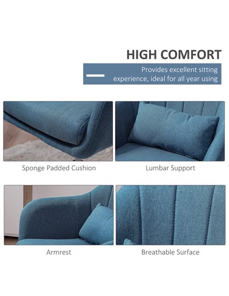 HOMCOM Swivel Accent Chair Contemporary Vanity Armchair with Adjustable Height Thick Cushion Lumbar Support Armrest for Bedroom  - pic 40481 | FastDaddyshop