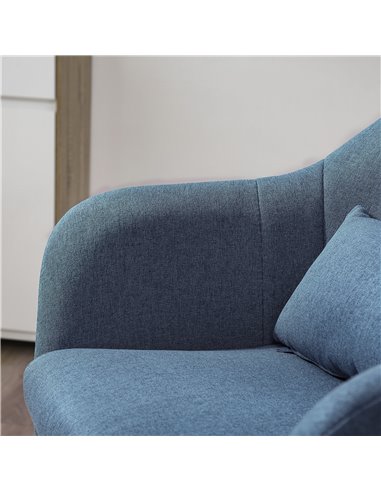 HOMCOM Swivel Accent Chair Contemporary Vanity Armchair with Adjustable Height Thick Cushion Lumbar Support Armrest for Bedroom 