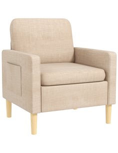 HOMCOM Modern Accent Chair, Comfy Fireside Chair, Beige 839-732V71BG