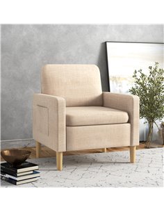 HOMCOM Modern Accent Chair, Comfy Fireside Chair, Beige 839-732V71BG 2