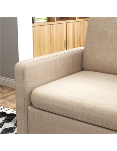 HOMCOM Modern Accent Chair, Comfy Fireside Chair, Upholstered Armchair for Living Room, Bedroom, Home Office, Beige 839-732V71BG