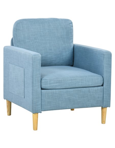 HOMCOM Modern Accent Chair, Comfy Fireside Chair, Light Blue 839-732V71LB - pic 40512 | FastDaddyshop