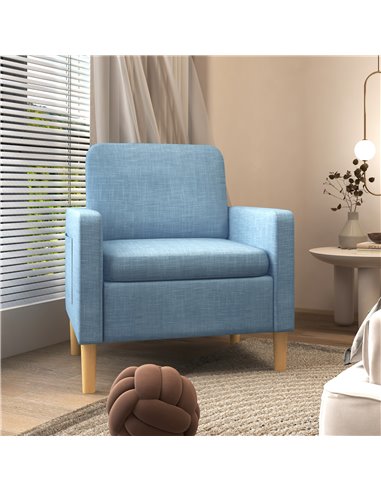 HOMCOM Modern Accent Chair, Comfy Fireside Chair, Light Blue 839-732V71LB