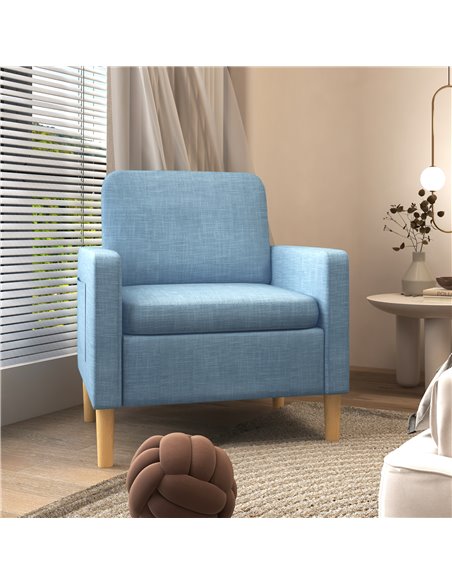 HOMCOM Modern Accent Chair, Comfy Fireside Chair, Light Blue 839-732V71LB - pic 40513 | FastDaddyshop