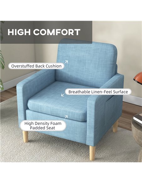 HOMCOM Modern Accent Chair, Comfy Fireside Chair, Light Blue 839-732V71LB - pic 40515 | FastDaddyshop