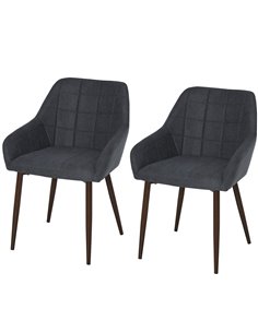 HOMCOM 2 Pcs Linen-Touch Fabric Dining Chair with Cushion, Dark grey 835-292V71CG