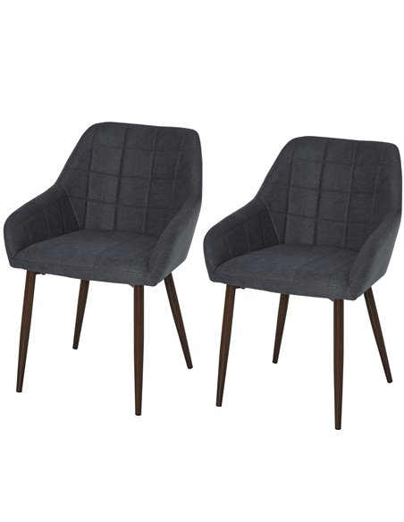 HOMCOM 2 Pcs Linen-Touch Fabric Dining Chair with Cushion, Dark grey 835-292V71CG - pic 40521 | FastDaddyshop