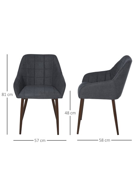 HOMCOM 2 Pcs Linen-Touch Fabric Dining Chair with Cushion, Dark grey 835-292V71CG - pic 40523 | FastDaddyshop