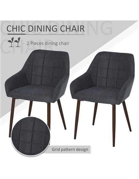HOMCOM 2 Pcs Linen-Touch Fabric Dining Chair with Cushion, Dark grey 835-292V71CG - pic 40524 | FastDaddyshop