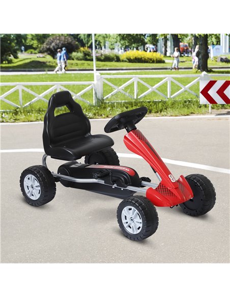 HOMCOM Kids Children Pedal Go Kart Ride On Car Toys Scooter Black & Red - pic 4053 | FastDaddyshop
