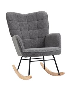 HOMCOM Wingback Rocking Chair for Nursing, Dark Grey 839-613V70CG
