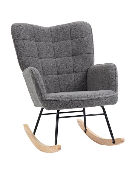 HOMCOM Wingback Rocking Chair for Nursing, Dark Grey 839-613V70CG - pic 40530 | FastDaddyshop