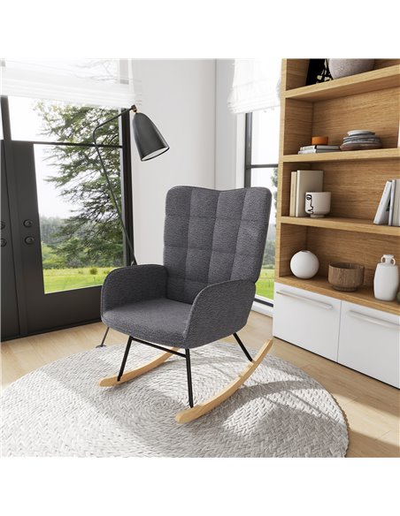 HOMCOM Wingback Rocking Chair for Nursing, Dark Grey 839-613V70CG - pic 40531 | FastDaddyshop