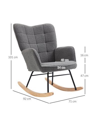HOMCOM Wingback Rocking Chair for Nursing, Dark Grey 839-613V70CG