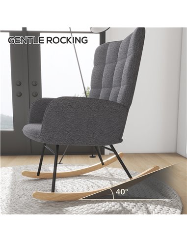 HOMCOM Wingback Rocking Chair for Nursing, Dark Grey 839-613V70CG