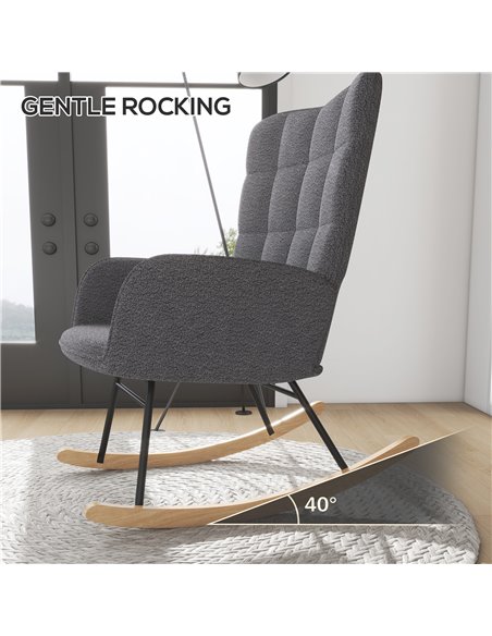 HOMCOM Wingback Rocking Chair for Nursing, Dark Grey 839-613V70CG - pic 40533 | FastDaddyshop
