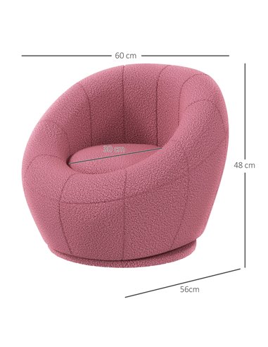HOMCOM Modern Accent Chair, Swivel Upholstered Armchair for Living Room, Bedroom, Home Office, Pink 839-803V70PK