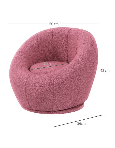 HOMCOM Modern Accent Chair, Swivel Upholstered Armchair for Living Room, Bedroom, Home Office, Pink 839-803V70PK - pic 40550 | FastDaddyshop