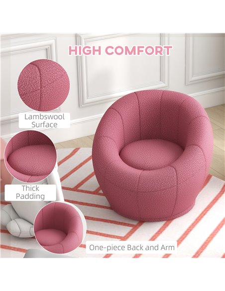HOMCOM Modern Accent Chair, Swivel Upholstered Armchair for Living Room, Bedroom, Home Office, Pink 839-803V70PK - pic 40551 | FastDaddyshop