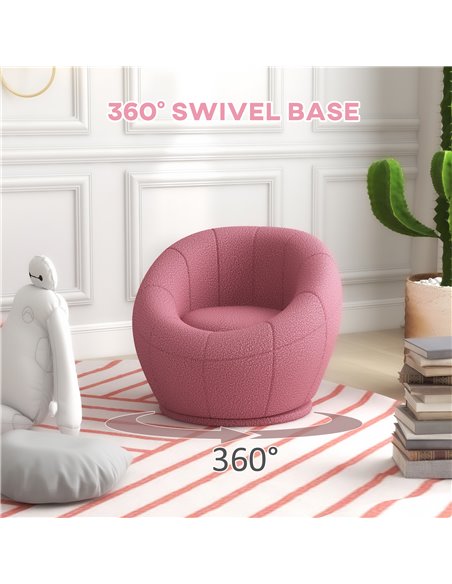 HOMCOM Modern Accent Chair, Swivel Upholstered Armchair for Living Room, Bedroom, Home Office, Pink 839-803V70PK - pic 40552 | FastDaddyshop